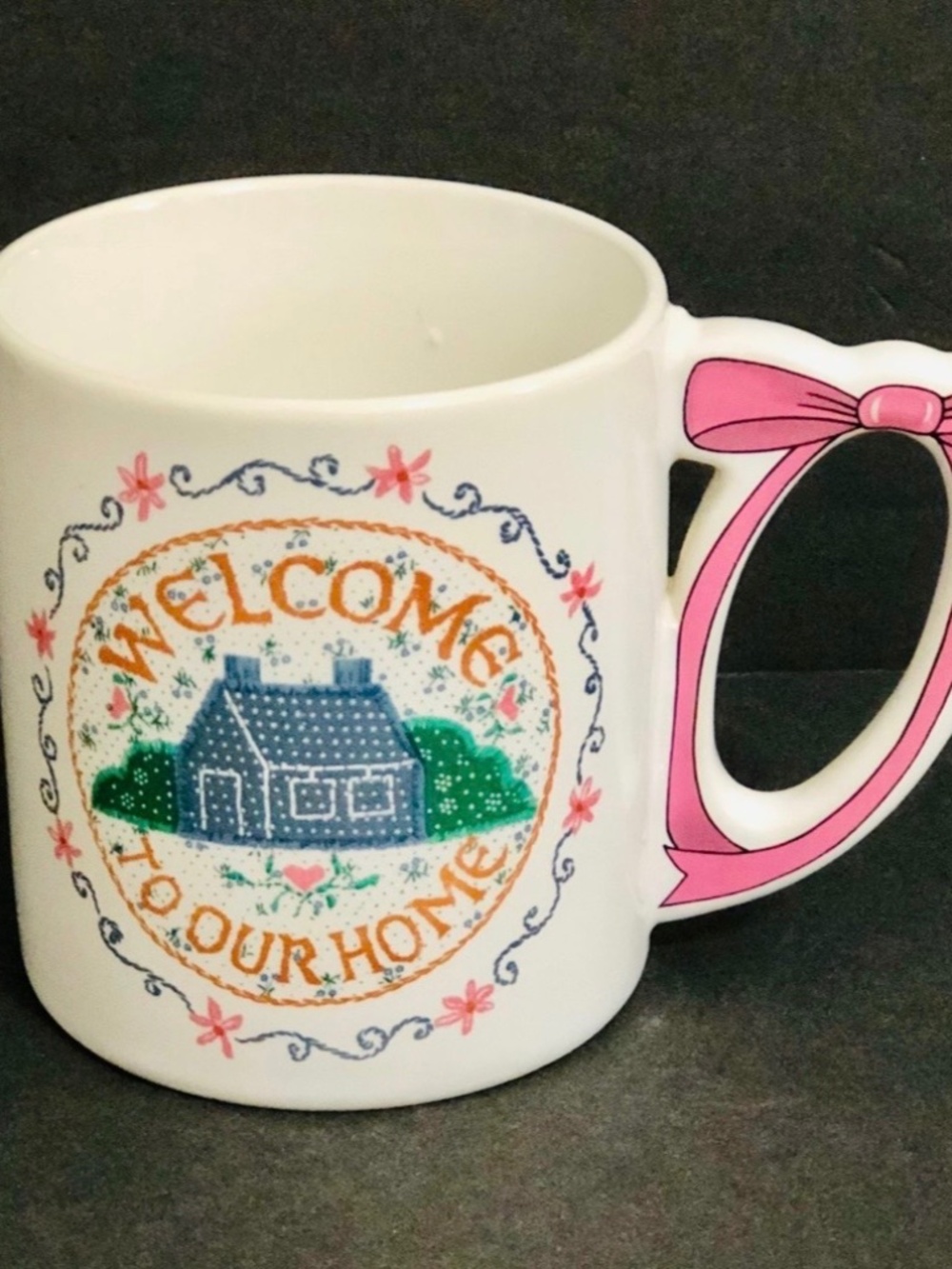 Vintage Home Interiors “Welcome To Our Home“ Ceramic Coffee Mug .